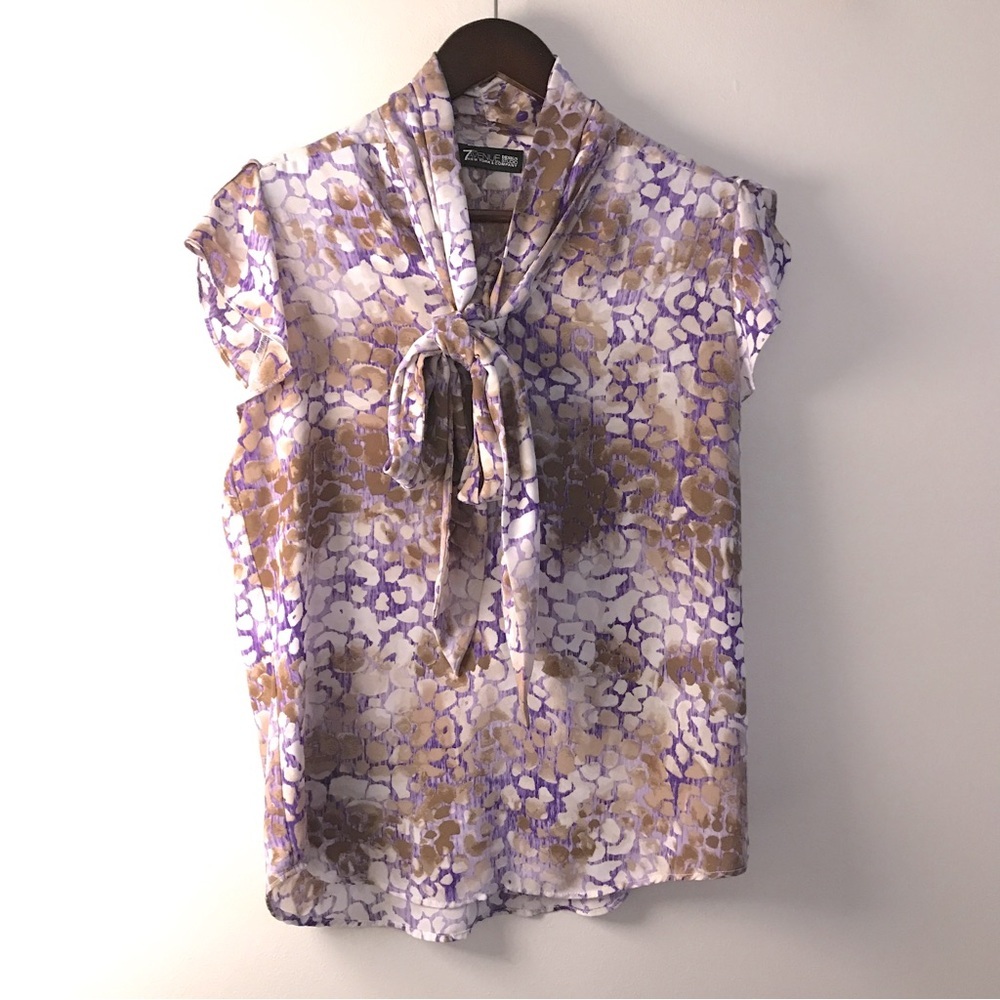 NY & Co Purple Printed Blouse